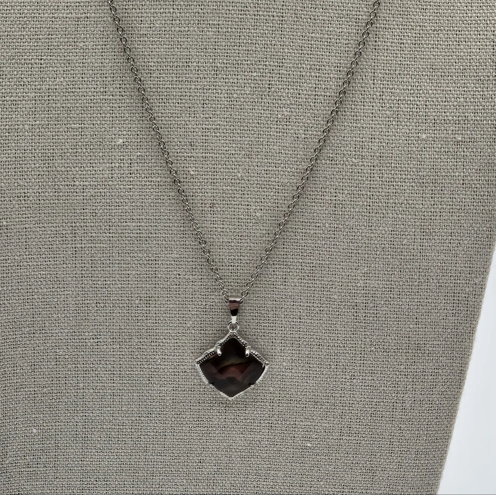 KENDRA SCOTT Davie Pendant Silver Tone Iridescent Dichroic Glass Bronze - Picture 3 of 7